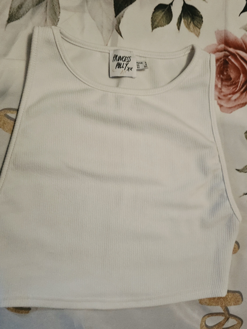 Princess Polly White Ribbed Crop Tank
